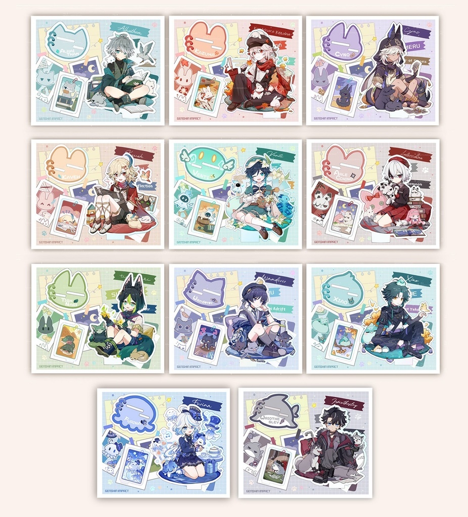 Genshin Impact 原神 リオセスリ スカラマシュ フリーナ 魈 楓原万葉 アルハイゼン カーヴェ ウェンティ セノ ティナリ アルレッキーノ アクリルスタンド