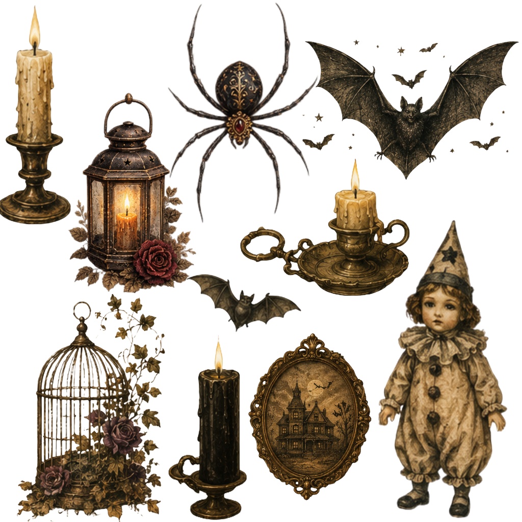 Antique Halloween PNG Clipart 30点|アンティーク・ヴィンテージハロウィン素材