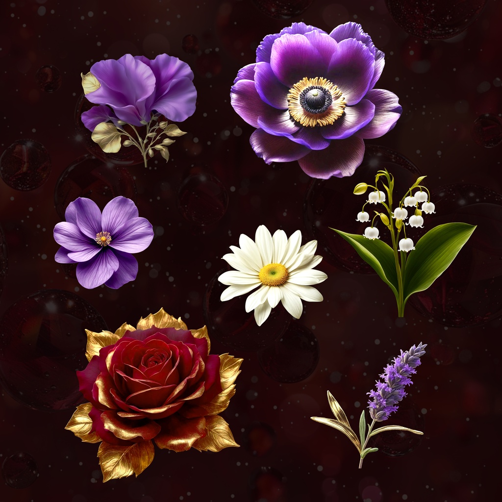 【商用利用可】Birth Month Collection|12 Birth Flower Icons|誕生花PNG素材集