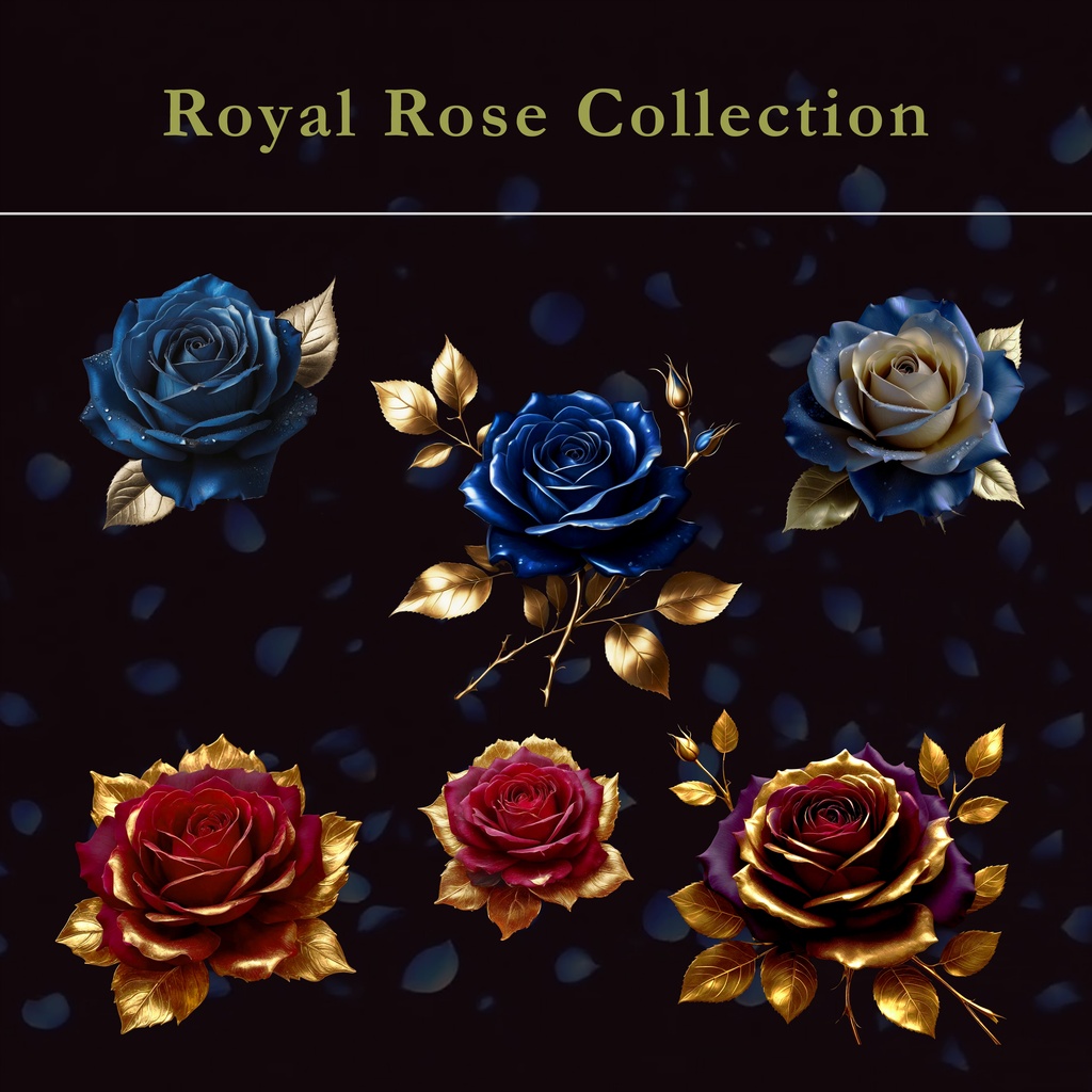 Royal Rose Collection｜ブルー＆クリムゾンローズ素材集【商用利用可】