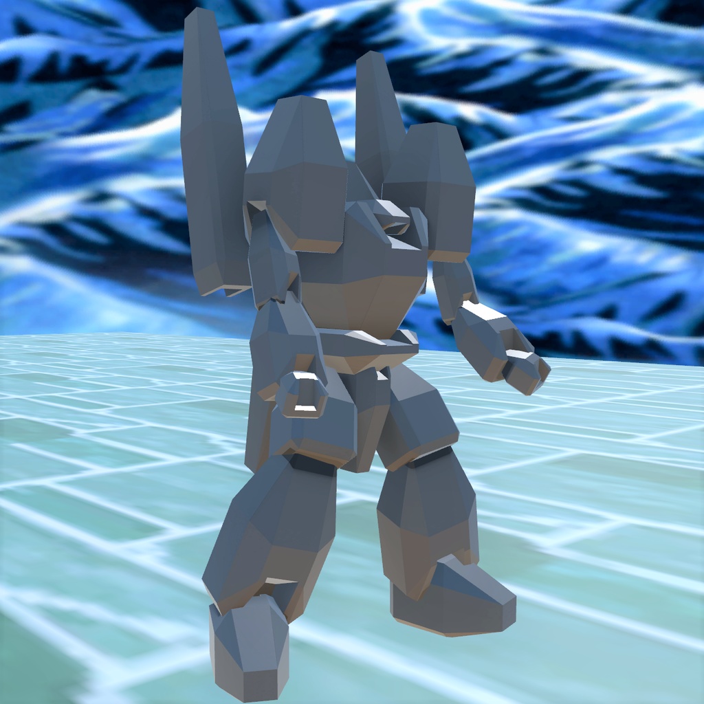 なんとなく作ったパーツを適当に拡大縮小して並べたロボット