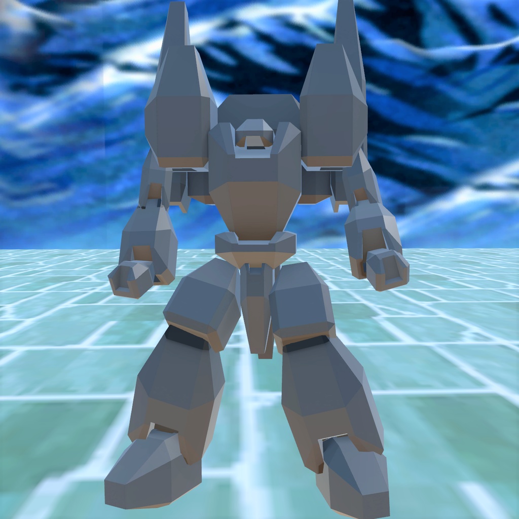 なんとなく作ったパーツを適当に拡大縮小して並べたロボット