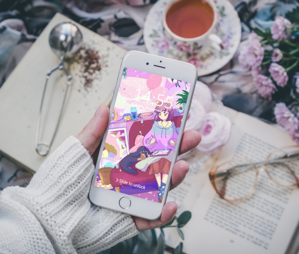 ほんわかポップアート02【iPad等 デジタル壁紙】