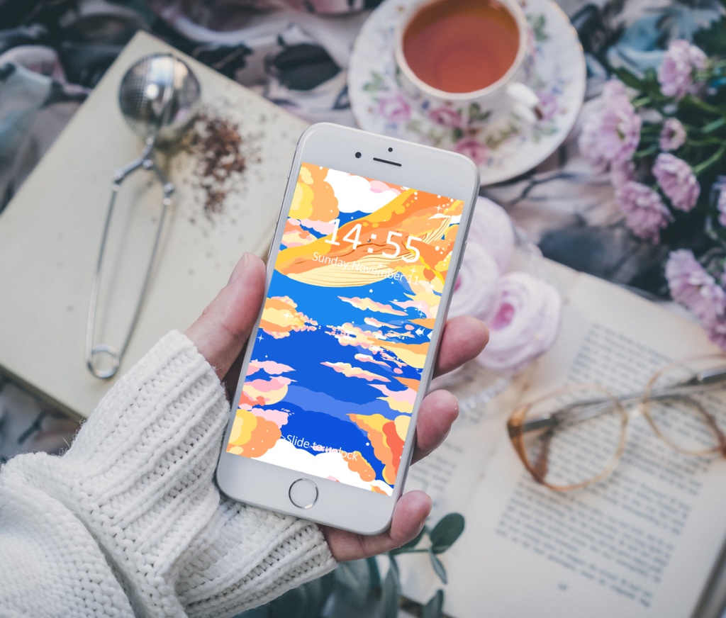 ほんわかポップアート05【PC iPad等 デジタル壁紙、配信用】