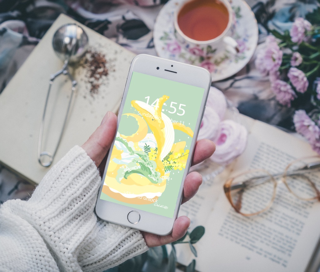 ほんわかポップアート08【PC iPad等 デジタル壁紙、配信用】