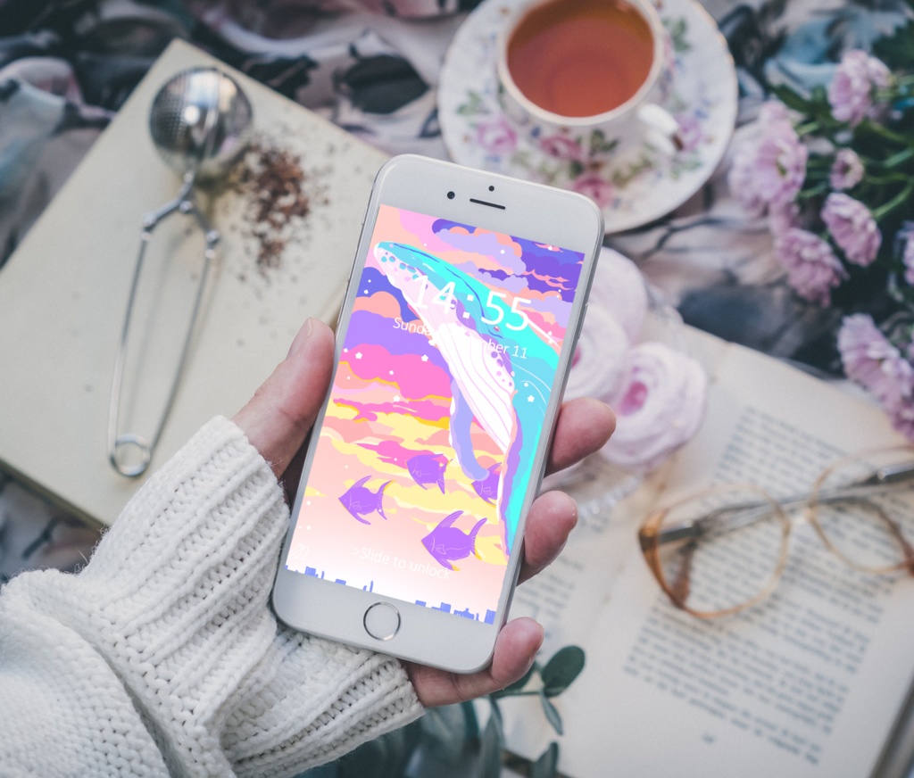 ほんわかポップアート09【iPad等 デジタル壁紙、配信用】