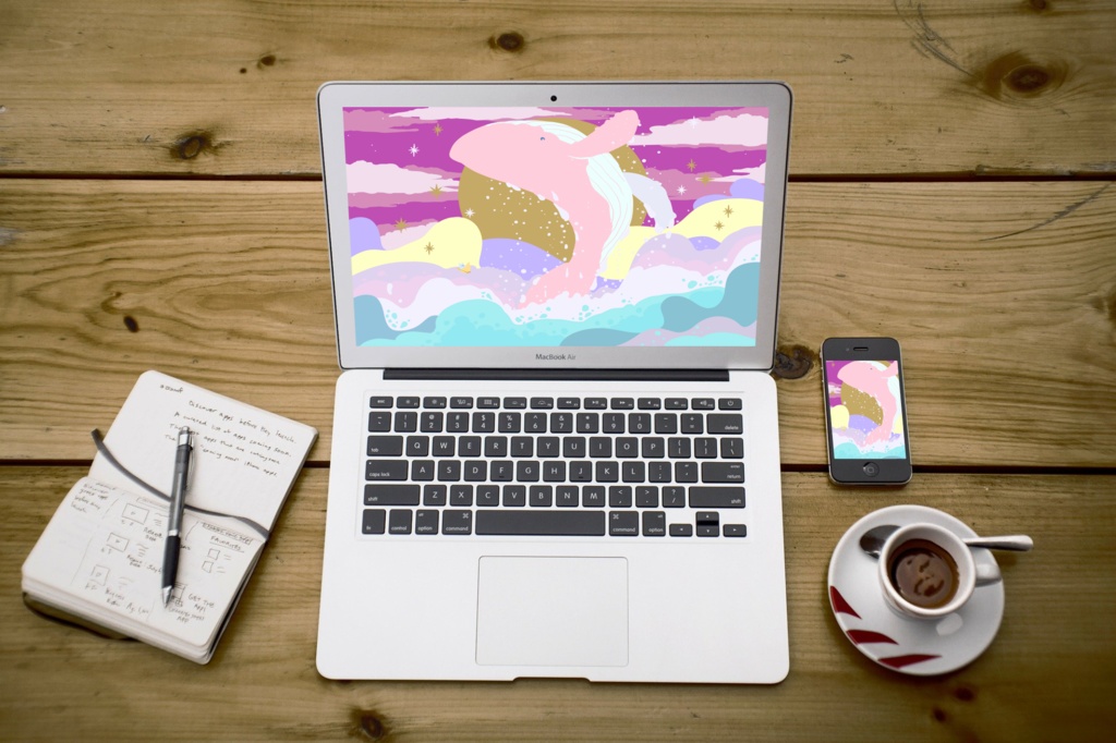 ほんわかポップアート010【PC iPad等 デジタル壁紙、配信用】