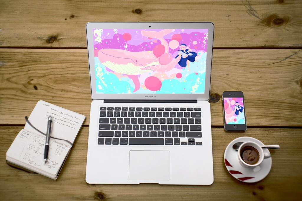 ほんわかポップアート012【PC iPad等 デジタル壁紙、配信用】