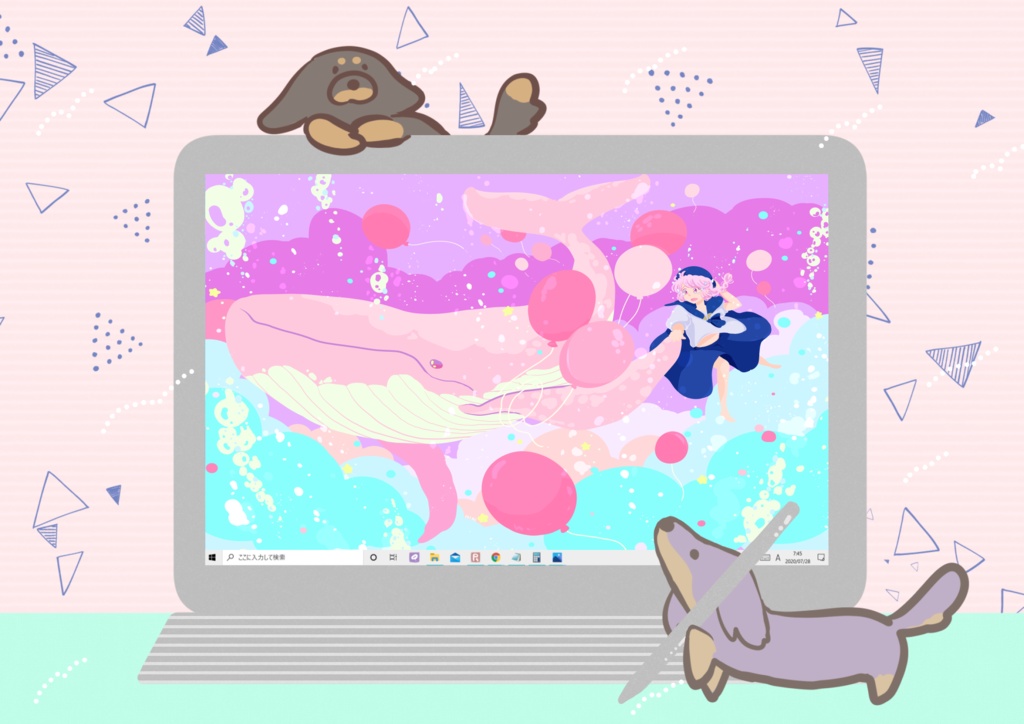 ほんわかポップアート012【PC iPad等 デジタル壁紙、配信用】