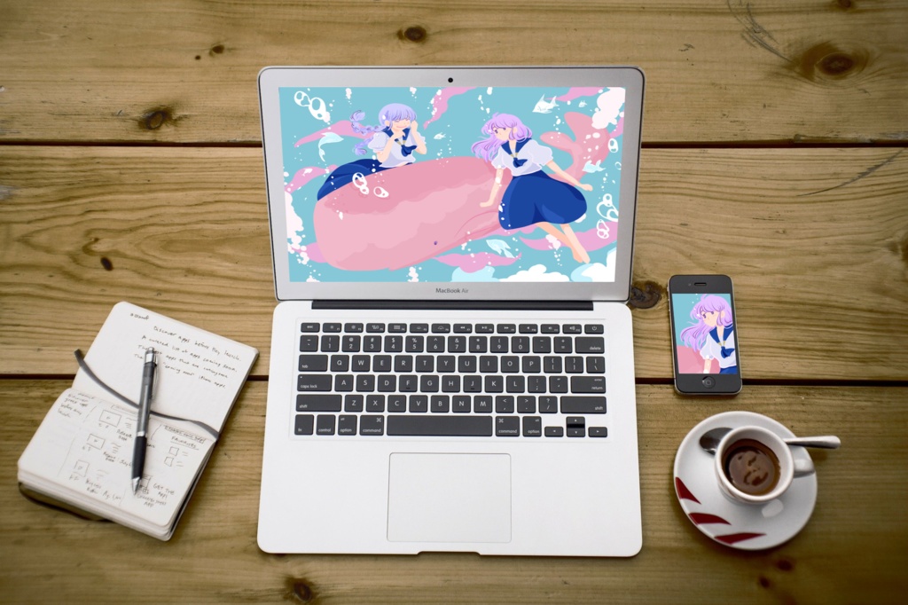 ほんわかポップアート014【PC iPad等 デジタル壁紙、配信用】