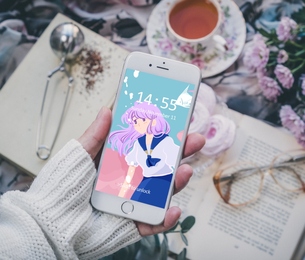 ほんわかポップアート014【PC iPad等 デジタル壁紙、配信用】