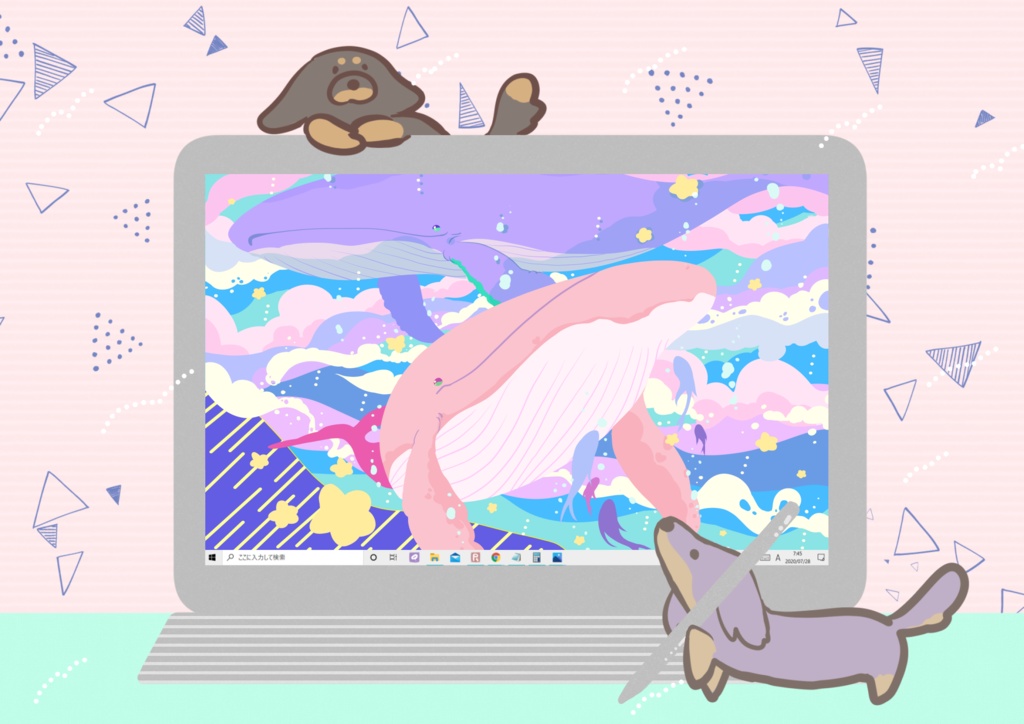 ほんわかポップアート015【PC iPad等 デジタル壁紙、配信用】