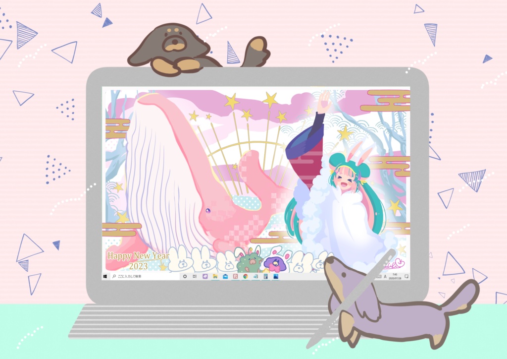 ほんわかポップアート016【PC iPad等 デジタル壁紙】
