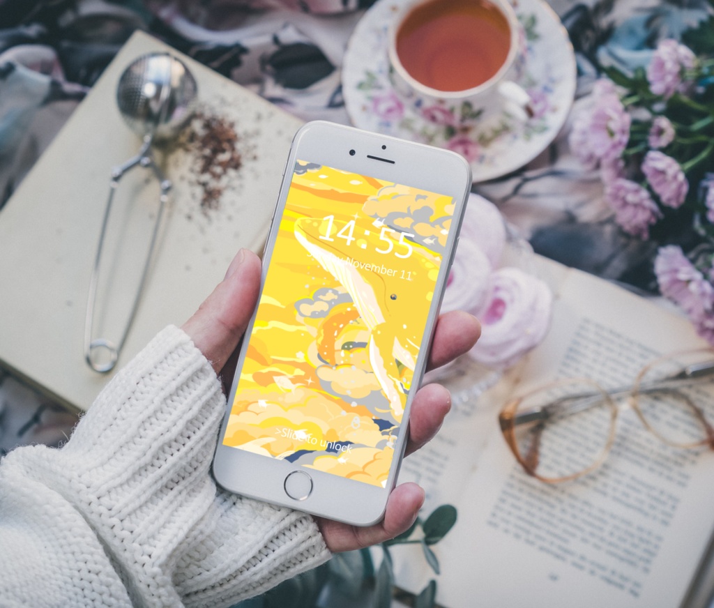 ほんわかポップアート017【PC iPad等 デジタル壁紙、配信用】