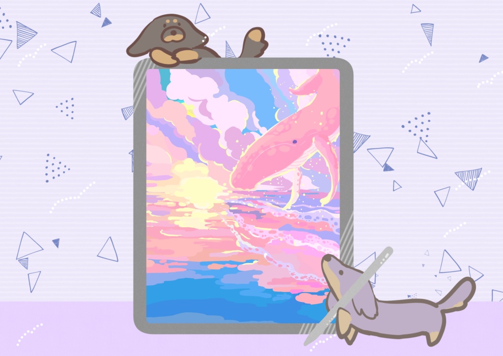 ほんわかポップアート019【PC iPad等 デジタル壁紙、配信用】