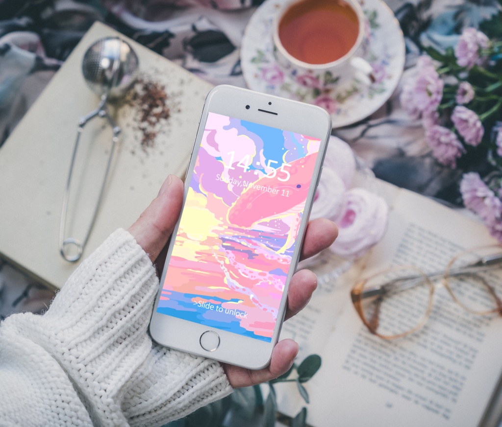 ほんわかポップアート019【PC iPad等 デジタル壁紙、配信用】