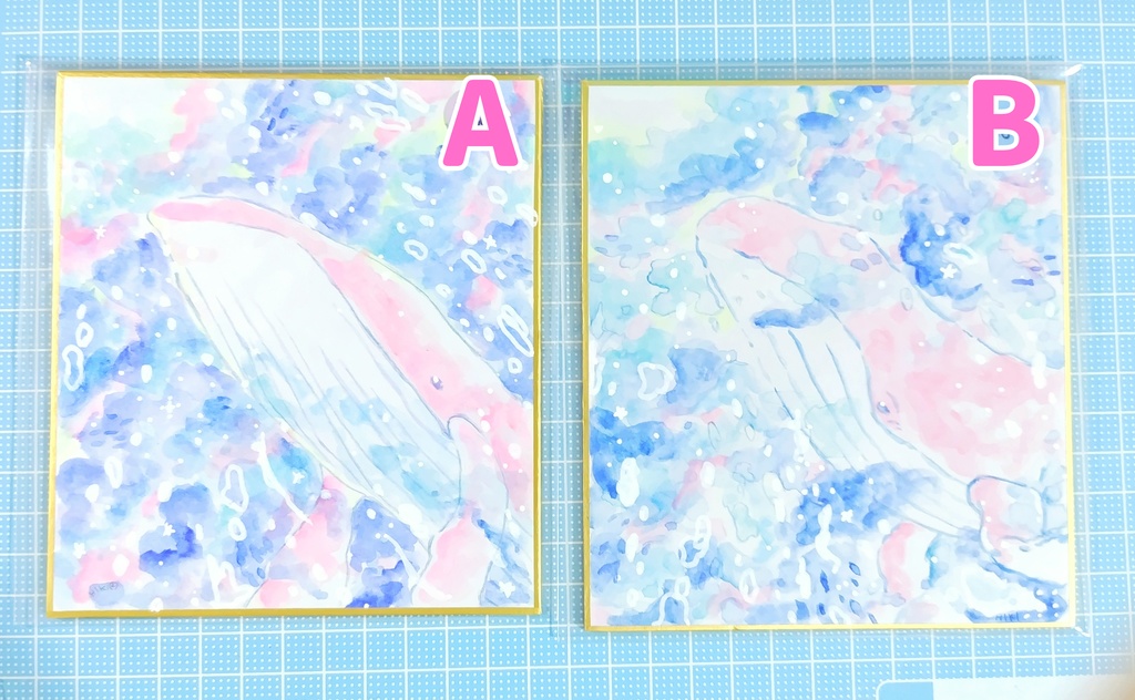 クジラとクラゲ原画ミニ色紙🐳