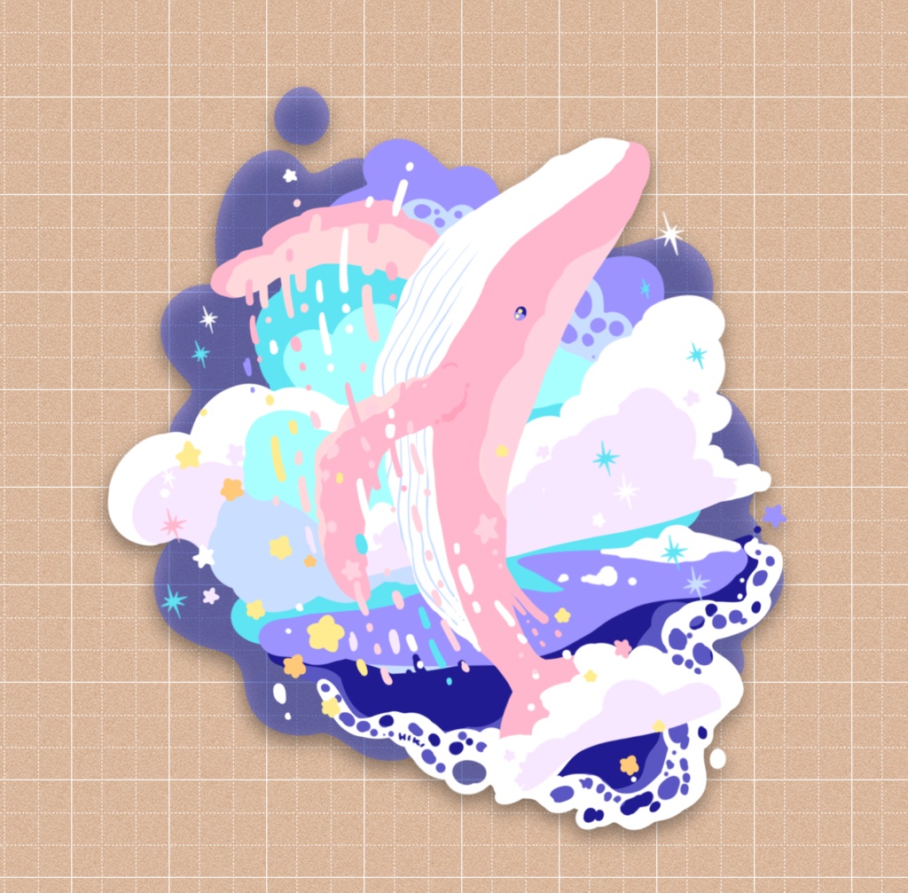 くじらのクリアステッカー