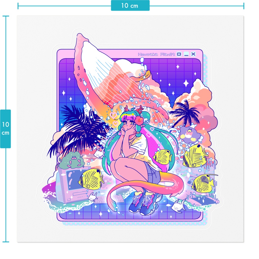 配信5周年記念🌺新ねとちゃんシーサイドクリアステッカー🍎【2025】