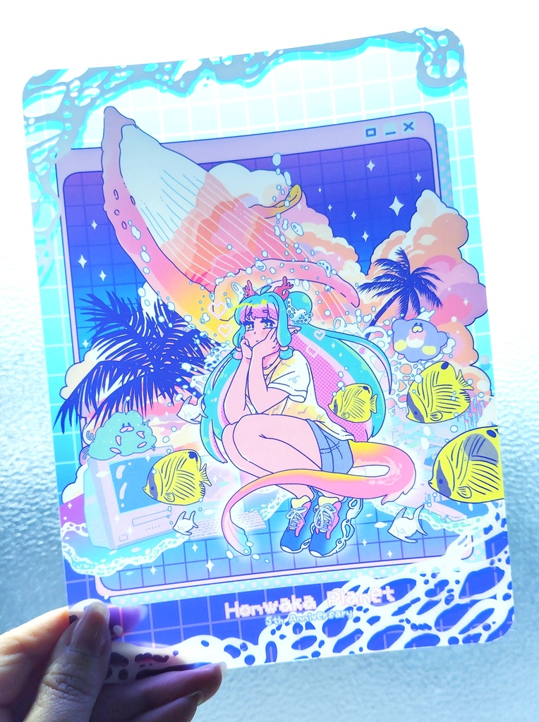 配信5周年記念🌺新ねとちゃんシーサイドクリアうちわ(下敷き)【2025】