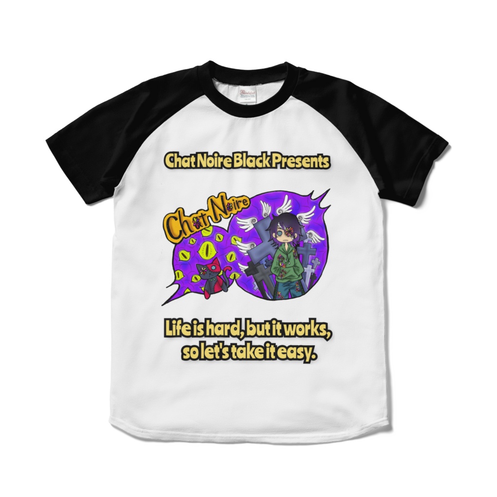 黒羽イラスト3ラグランTシャツ