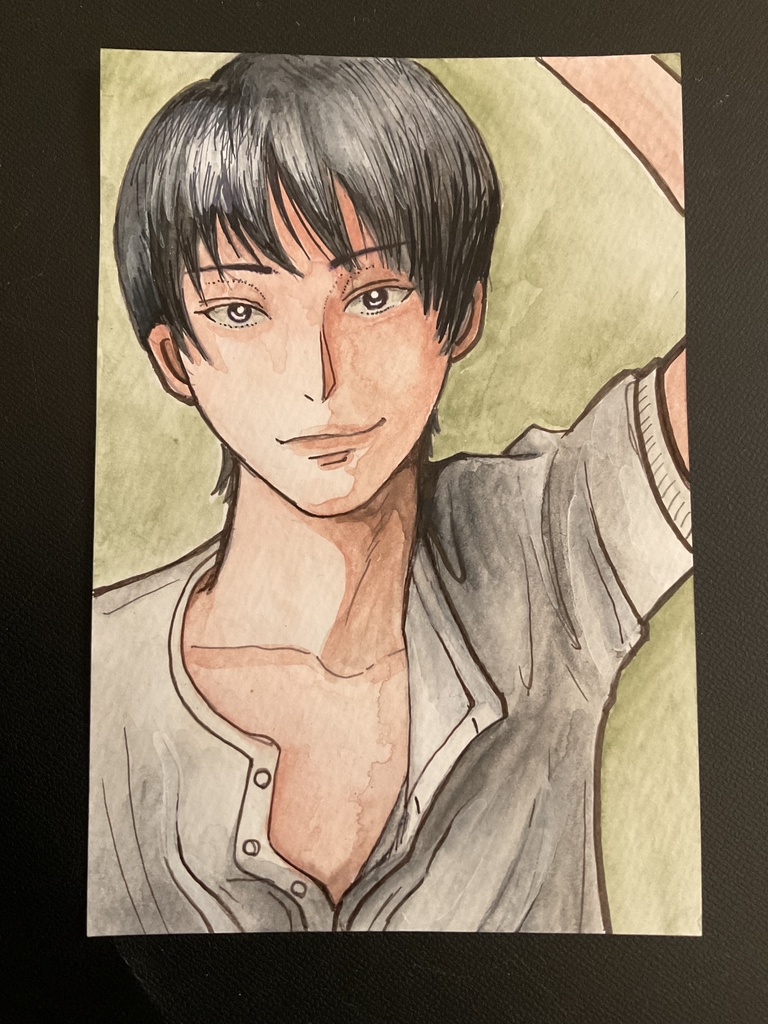 オリジナル創作 男の子 アナログ水彩画 原画 No.003