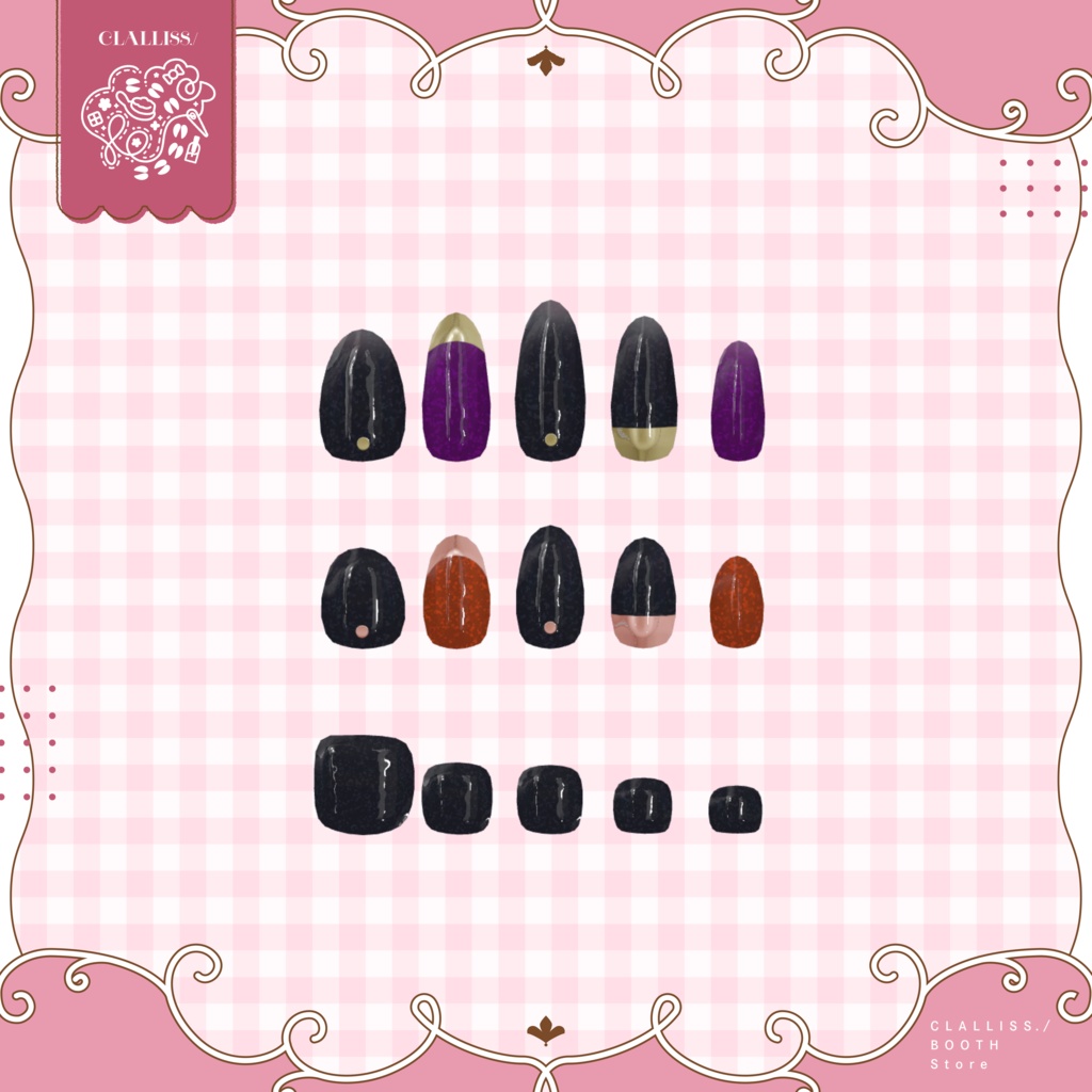【MDollNail対応】Deep Color Glitter Nail【複数アバター対応】