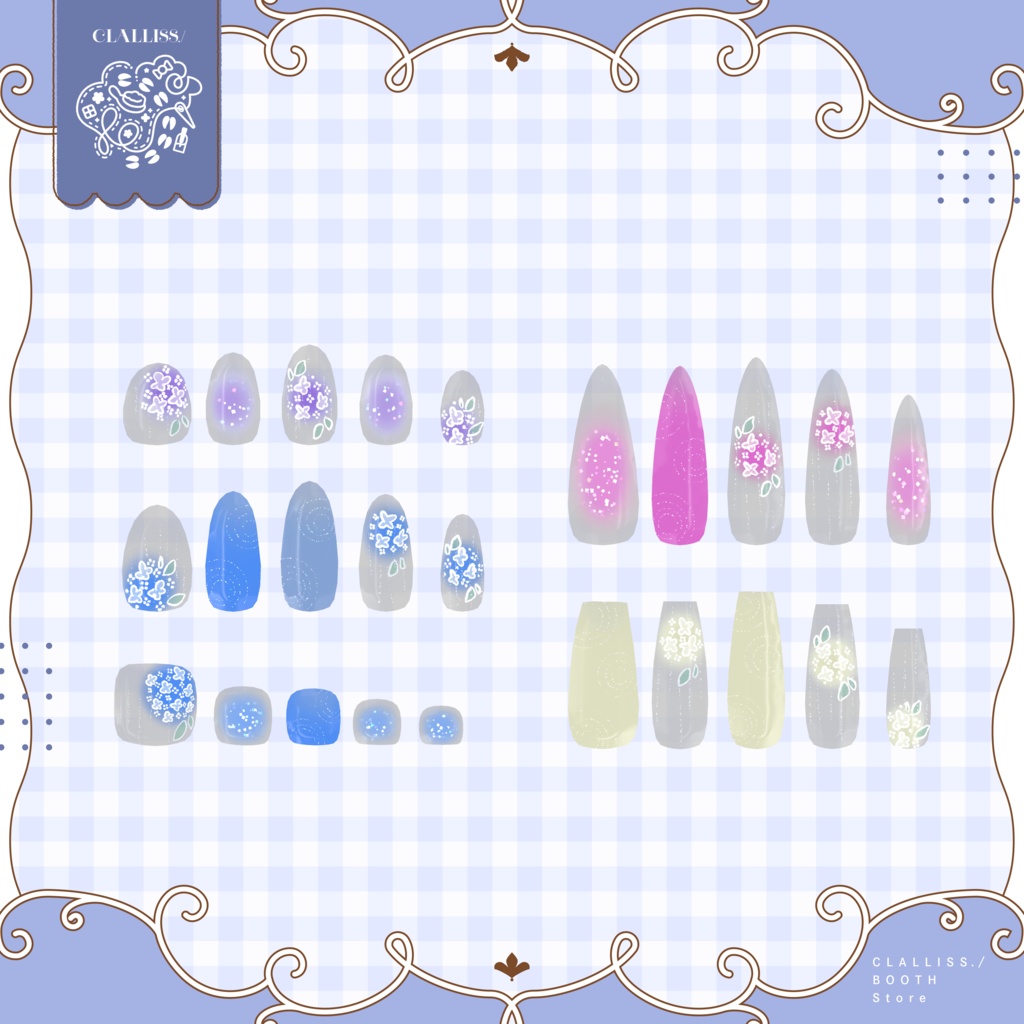 【MDollNail対応】Ajisai Nail【複数アバター対応】