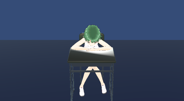 【VRMモデル/机に座ってうたた寝】