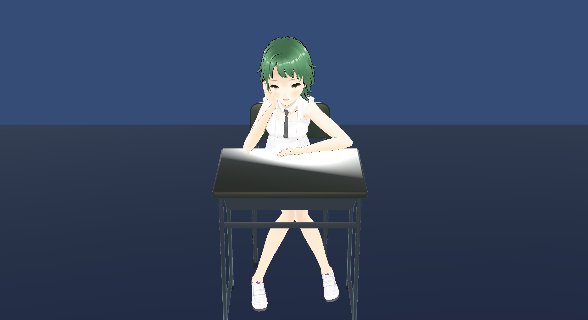 【VRMモデル/机に座ってまどろむ】