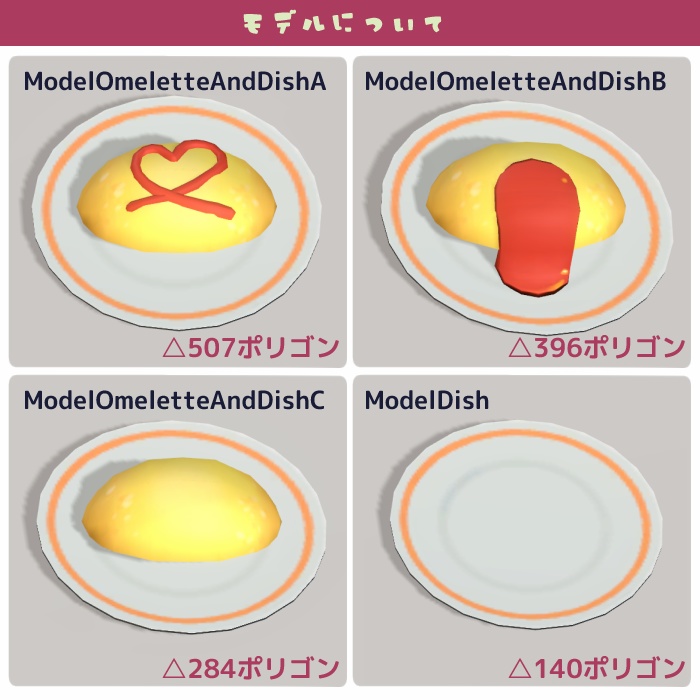 【Fbx】ぷるぷるオムライス【動く3Dモデル】