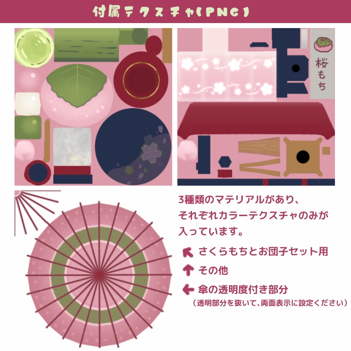 【Fbx】桜もち茶屋セット 3D背景モデル