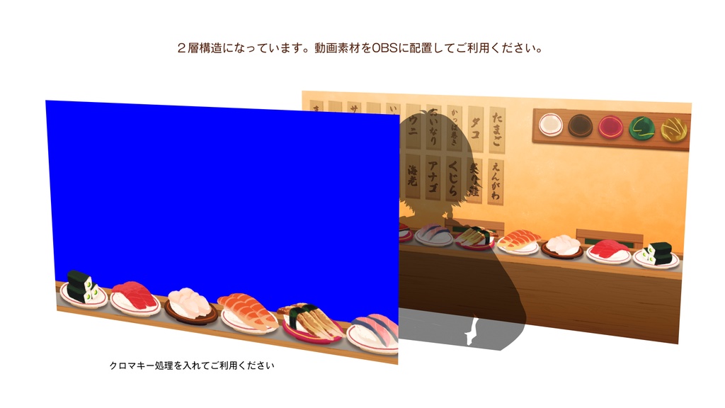 【寿司が流れる】回転寿司配信セット【動画素材】