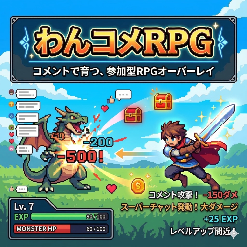 わんコメ用　RPG | コメントでレベルアップする参加型　OBSオーバーレイ