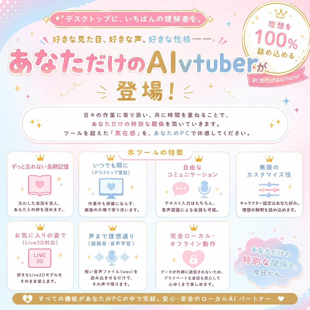 仮想彼女2 - Desktop AI VTuber -|基本無料で使えるデスクトップ常駐AIキャラクターアプリ #仮想彼女