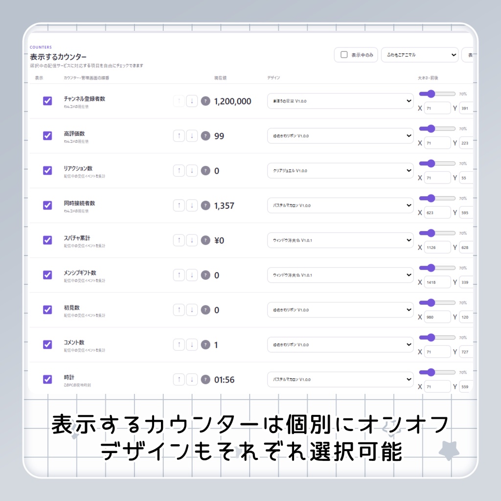 【無料&SAEL】全てのカウントをこれだけで 最大14個を同時表示|たぬカウンター
