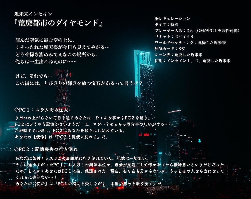 インセイン ワールドセッティング 「荒廃した近未来」【22/4/15更新】