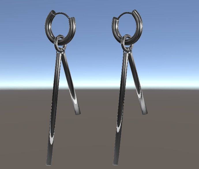 【VRChat】「MetalStickPiercedEarrings」【複数アバター対応】