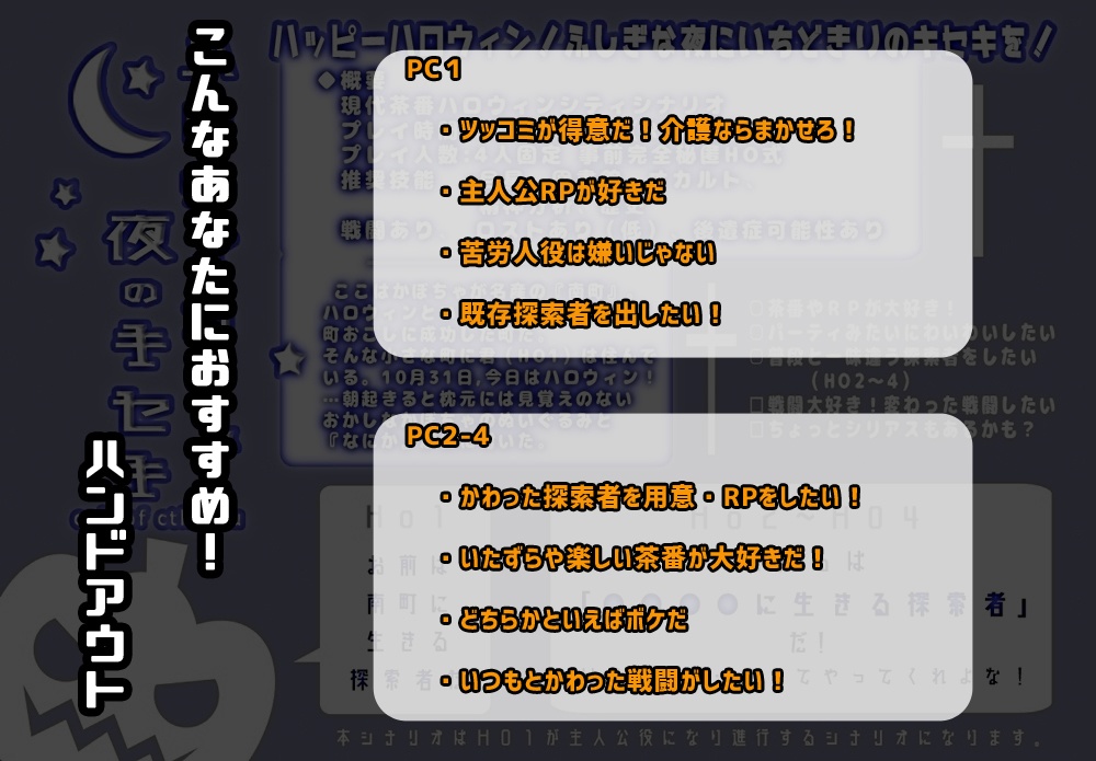 🎃【Coc】ハロウィンの夜のキセキ【茶番秘匿HOシナリオ】