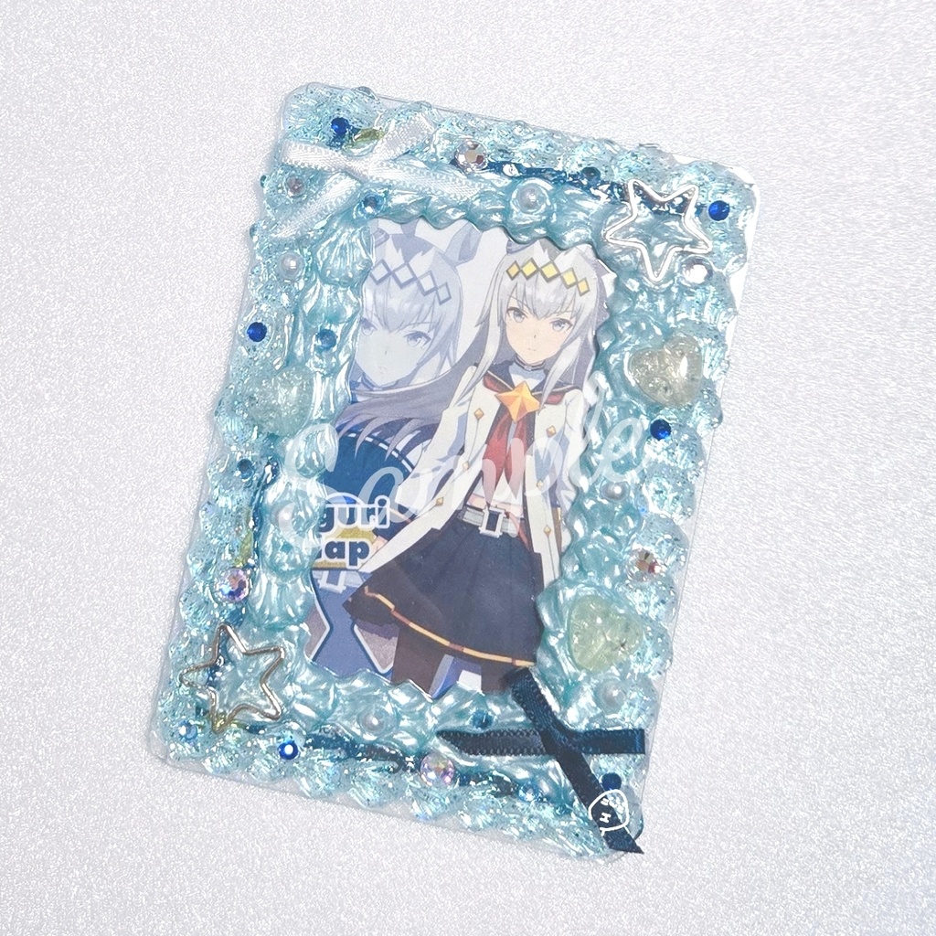 【ハンドメイド】ホイップデコ　硬質カードケース　水色