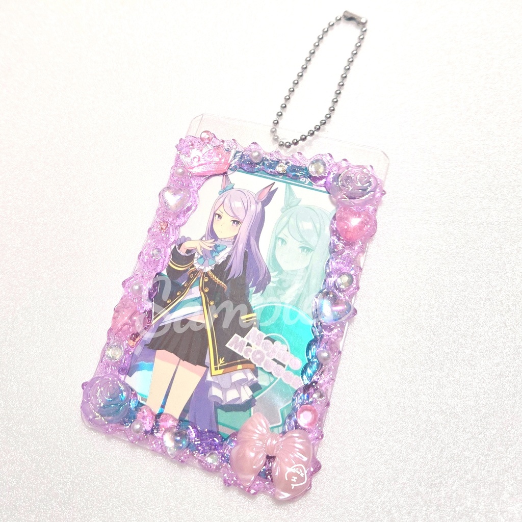 【ハンドメイド】ホイップデコ　硬質カードケースストラップ　パープル
