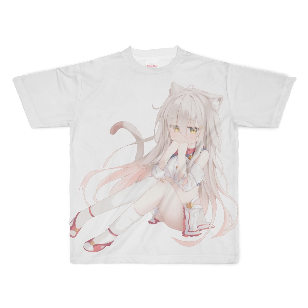 【さくら、もゆ。-as the Night's, Reincarnation- 】ジト目なクロのフルグラフィックTシャツ