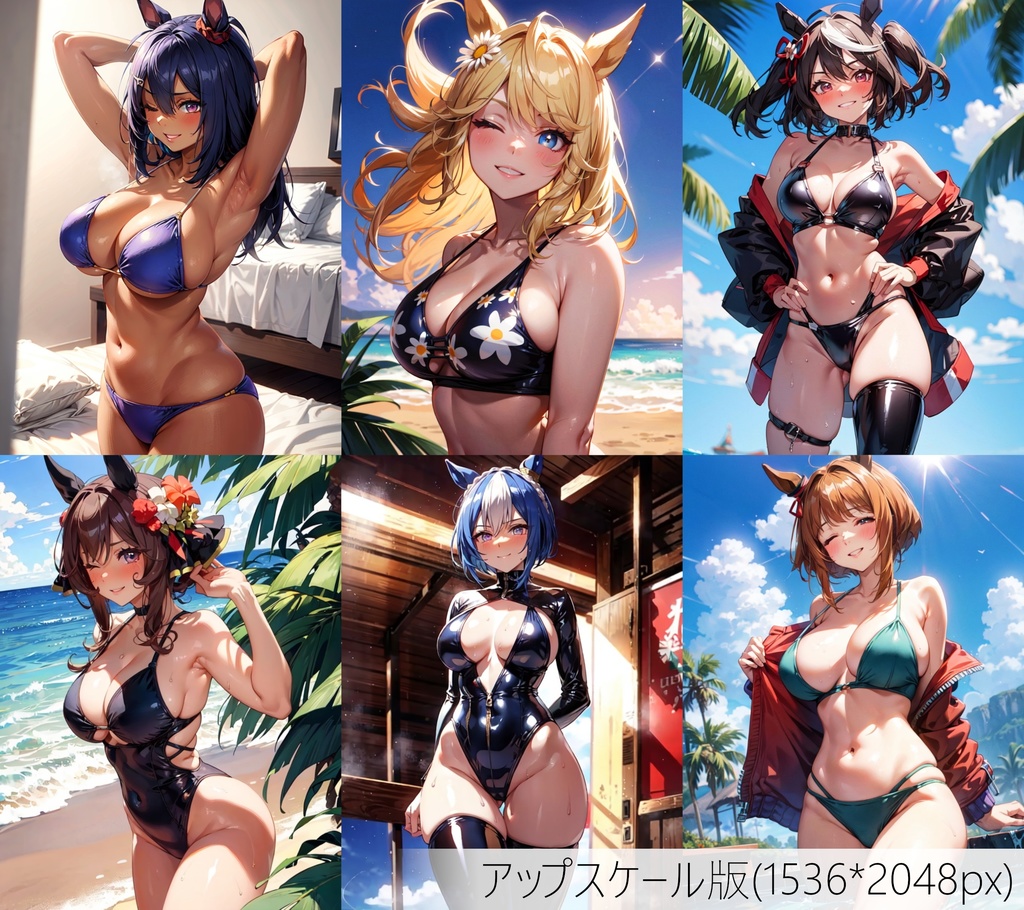 👙買い切り版：水着ウマ娘ランダムパック24 高精細アップスケール版 [ZIPファイル/PNG300枚]