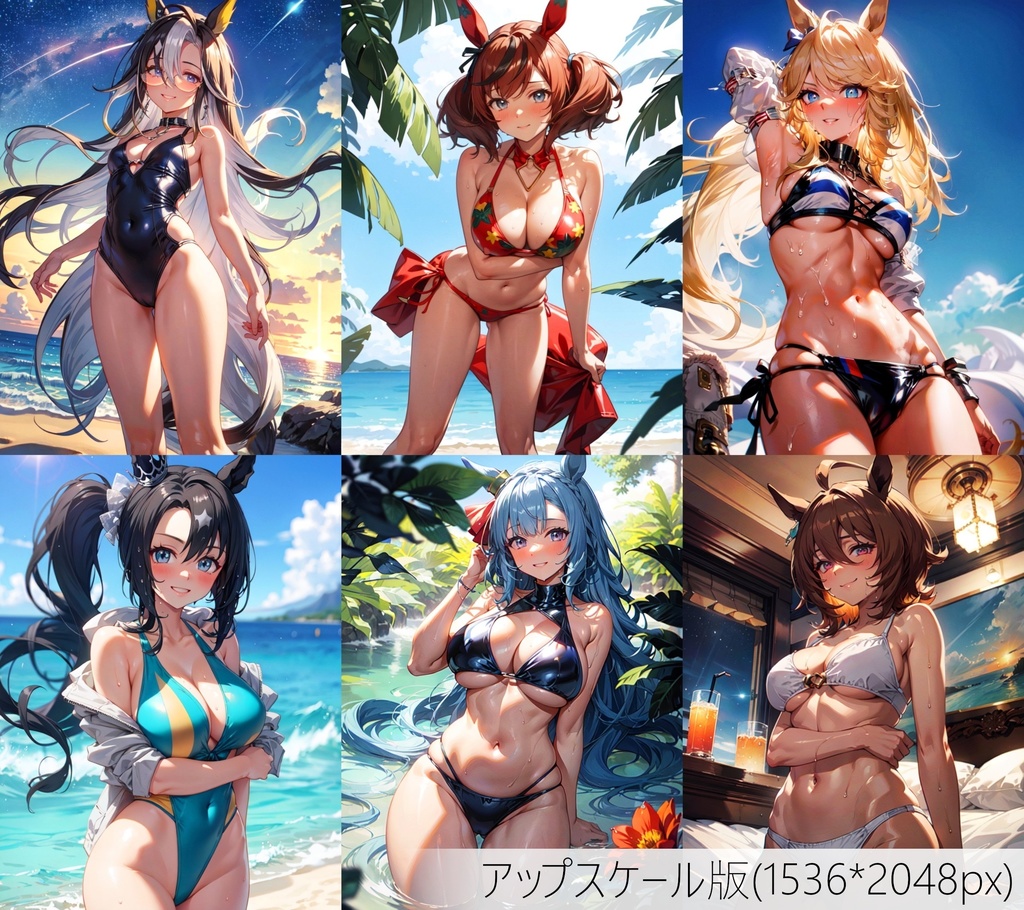 👙買い切り版：水着ウマ娘ランダムパック28 高精細アップスケール版 [ZIPファイル/PNG300枚]