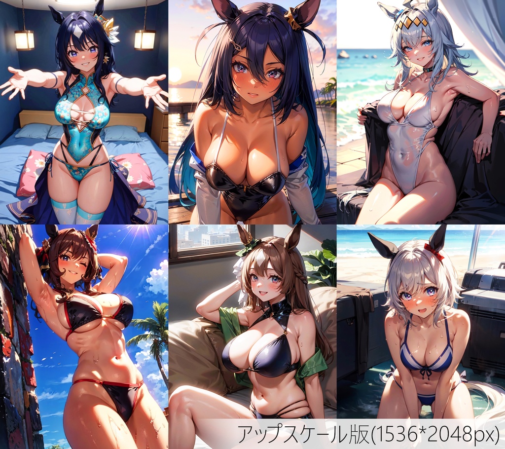 👙買い切り版：水着ウマ娘ランダムパック29 高精細アップスケール版 [ZIPファイル/PNG300枚]