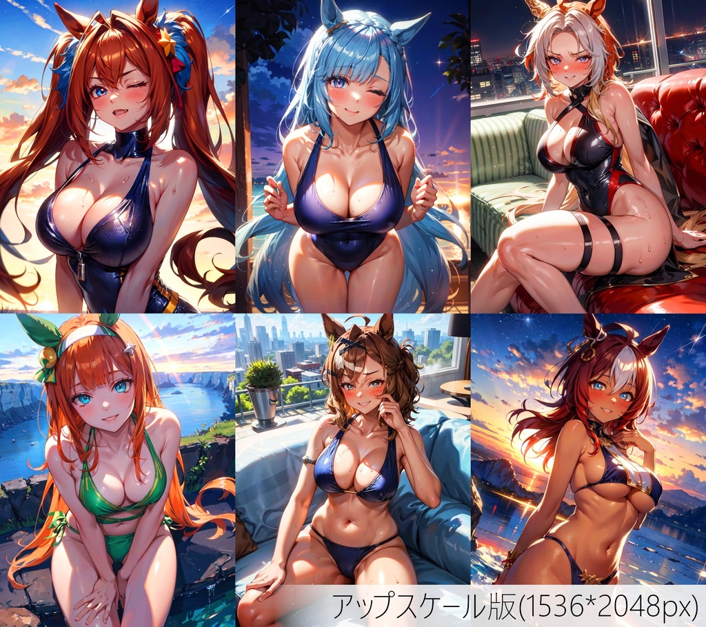 👙買い切り版：水着ウマ娘ランダムパック34 高精細アップスケール版 [ZIPファイル/PNG300枚]