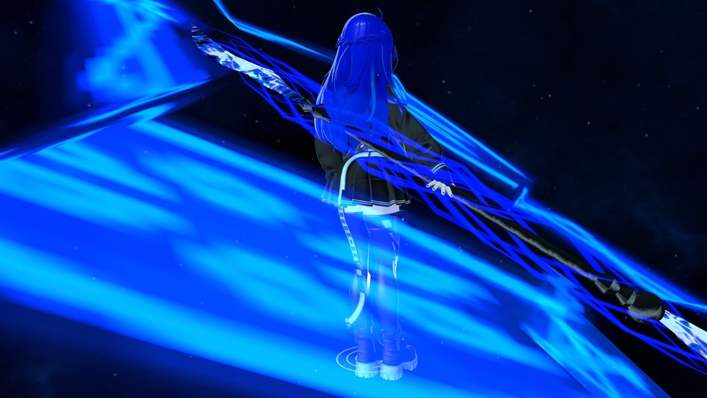 VRchat想定武器 両刃槍【雷夜】