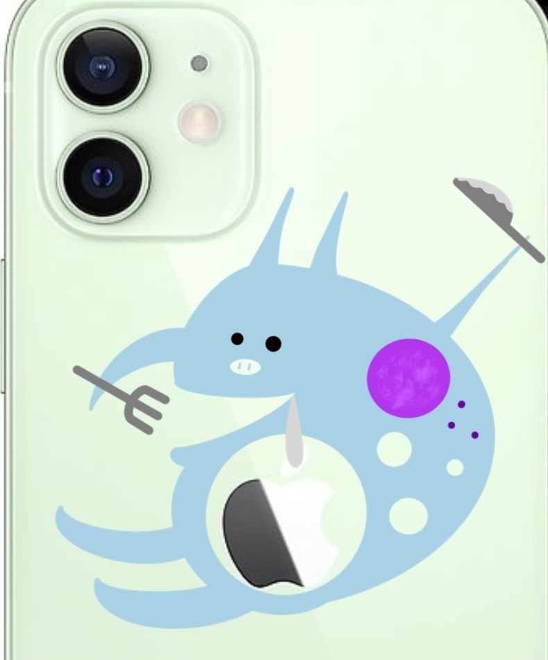 Macrophage eats an apple.