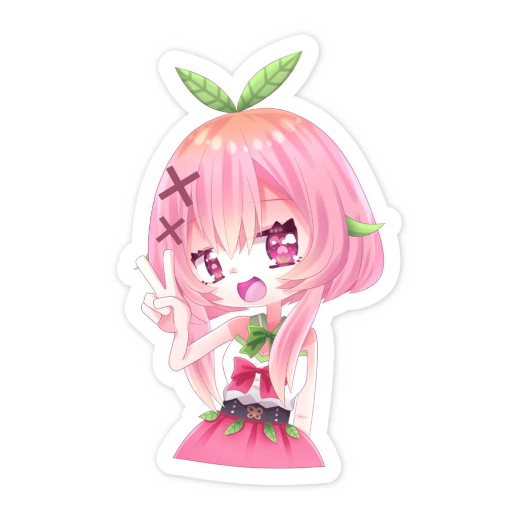 ゆるくピースしてるステッカー🍑