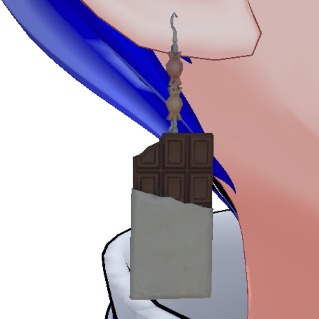 【VRChat想定】揺れるチョコレートピアス/VRChat Chocolate Pierce accessory